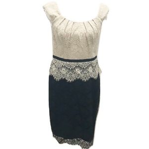 Maggy London Size 4 Cream and Black Lace Dress